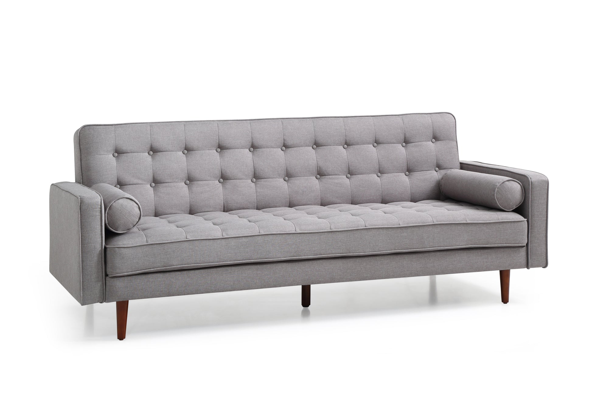 Sofa Bed 3 Seater Button Tufted Lounge Set for Living Room Couch in Fabric Grey Colour - Cosy Abode