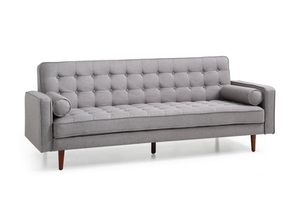 Sofa Bed 3 Seater Button Tufted Lounge Set for Living Room Couch in Fabric Grey Colour - Cosy Abode
