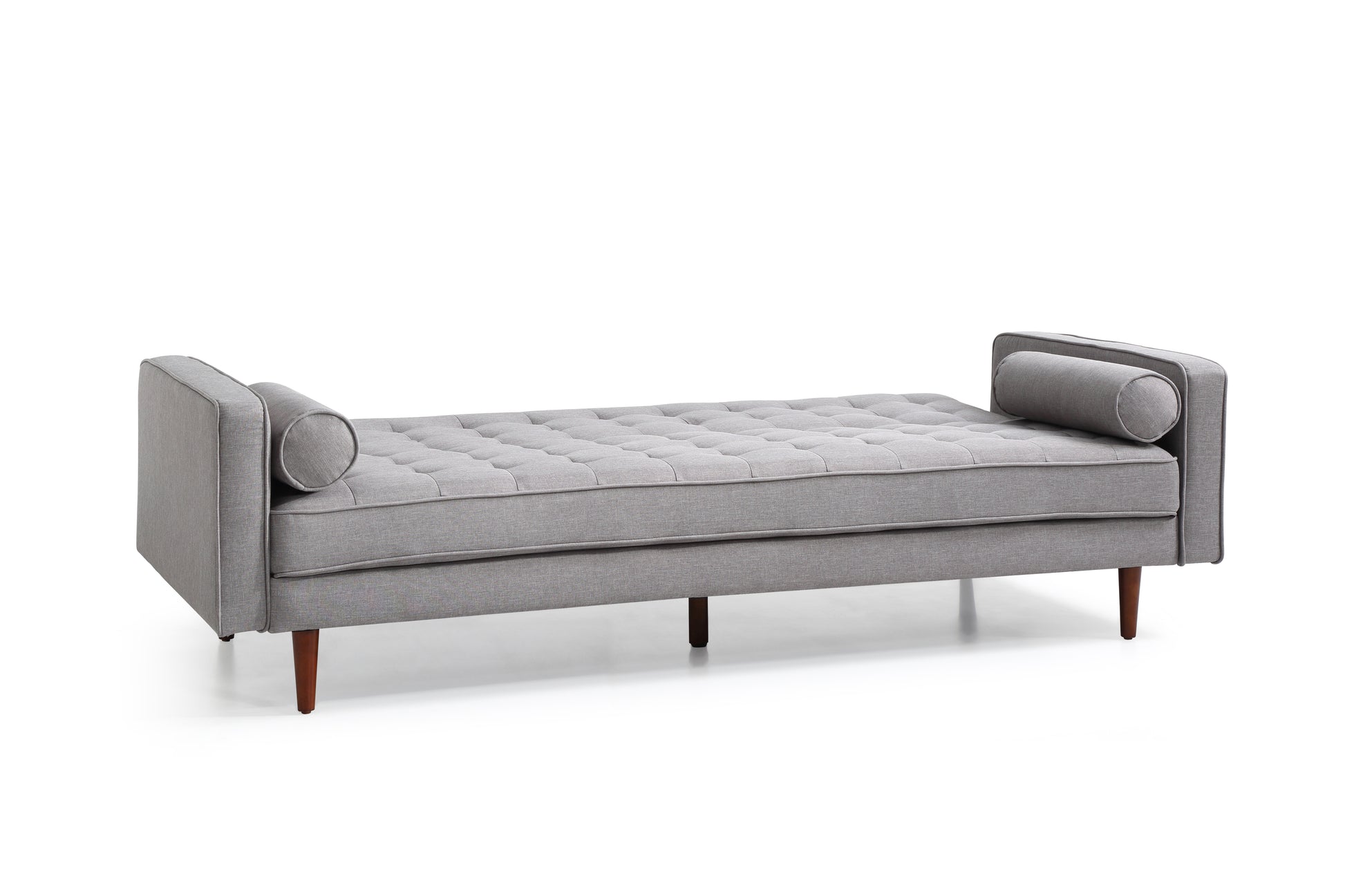 Sofa Bed 3 Seater Button Tufted Lounge Set for Living Room Couch in Fabric Grey Colour - Cosy Abode