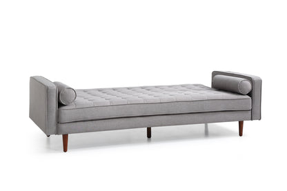 Sofa Bed 3 Seater Button Tufted Lounge Set for Living Room Couch in Fabric Grey Colour - Cosy Abode