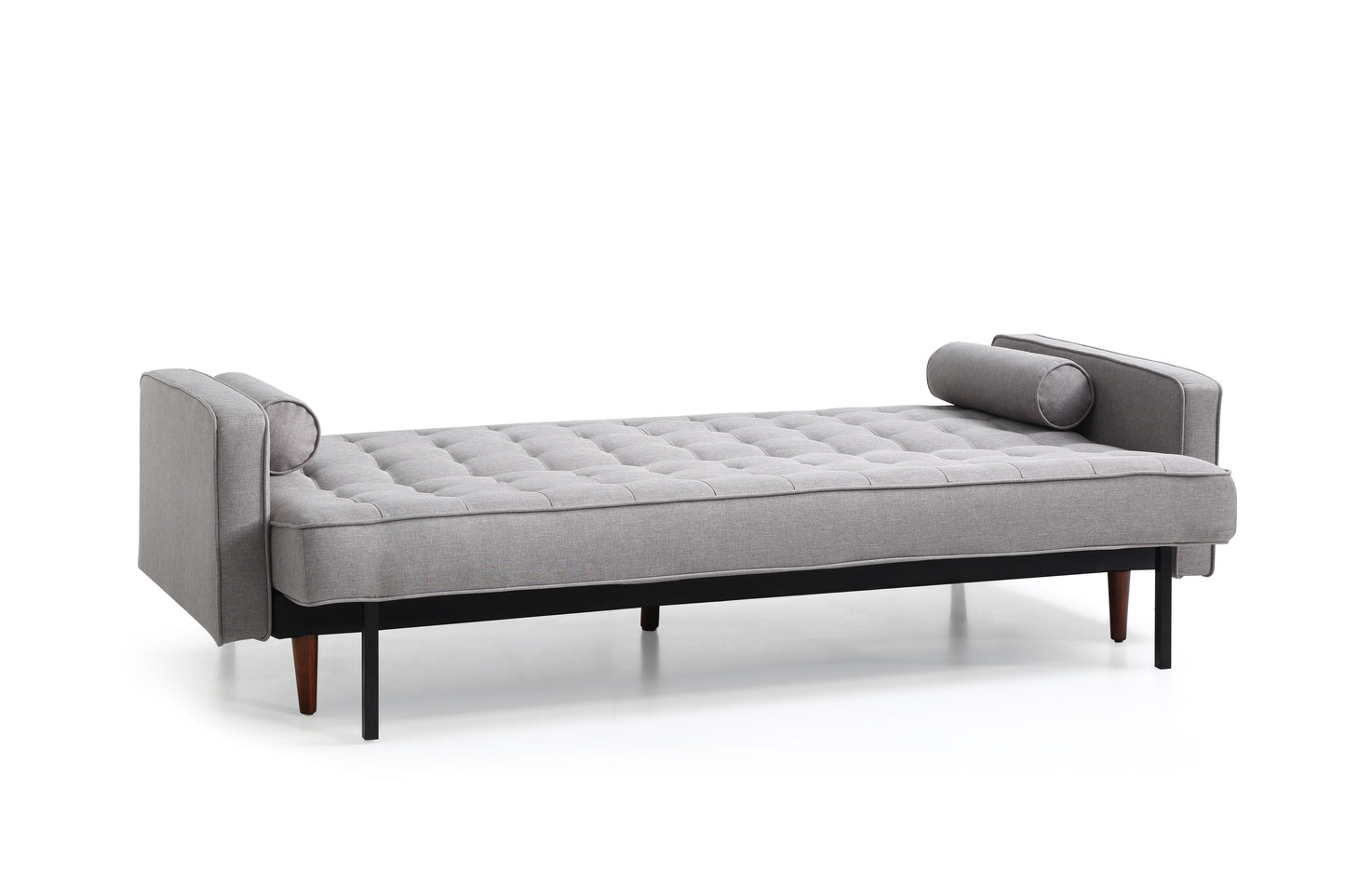 Sofa Bed 3 Seater Button Tufted Lounge Set for Living Room Couch in Fabric Grey Colour - Cosy Abode