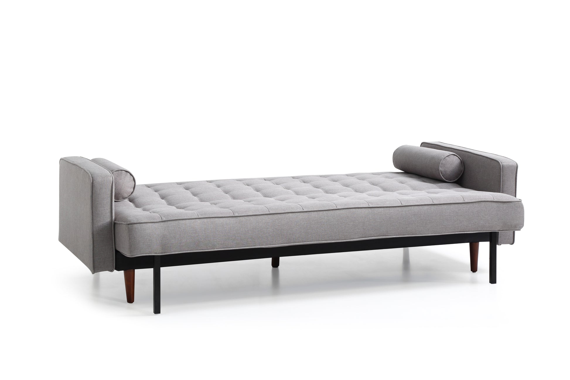 Sofa Bed 3 Seater Button Tufted Lounge Set for Living Room Couch in Fabric Grey Colour - Cosy Abode