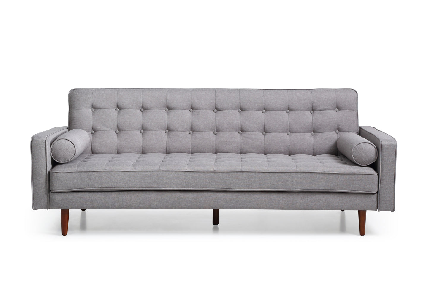 Sofa Bed 3 Seater Button Tufted Lounge Set for Living Room Couch in Fabric Grey Colour - Cosy Abode