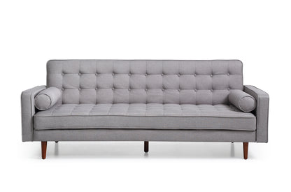 Sofa Bed 3 Seater Button Tufted Lounge Set for Living Room Couch in Fabric Grey Colour - Cosy Abode