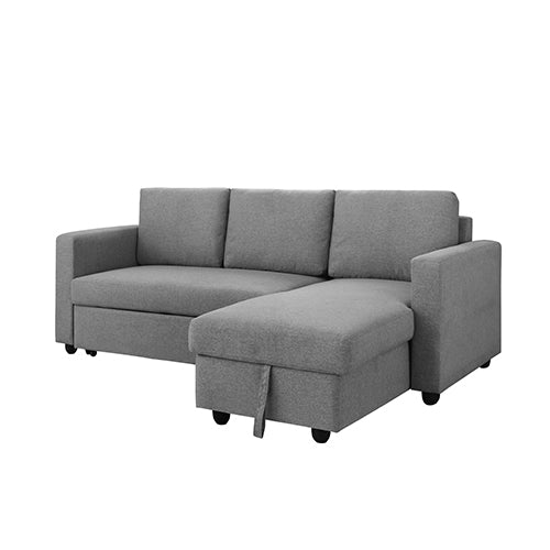 Murry 2 Seater Sofa Bed With Pull Out Storage Corner Lounge Set In Grey With Chaise - Cosy Abode