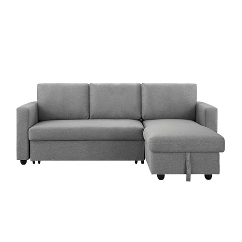 Murry 2 Seater Sofa Bed With Pull Out Storage Corner Lounge Set In Grey With Chaise - Cosy Abode