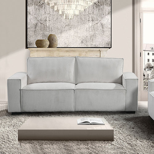 Reno 3 Seater Sofa Beige Colour Fabric Upholstery Wooden Structure Knock Down Feature In Back & Arms - Cosy Abode