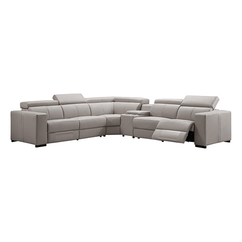 Washington Genuine Leather 6 Seater Corner Sofa With 2 Electric Recliners And Reversible Console - Cosy Abode