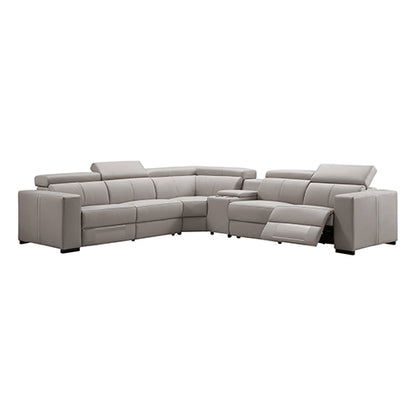 Washington Genuine Leather 6 Seater Corner Sofa With 2 Electric Recliners And Reversible Console - Cosy Abode
