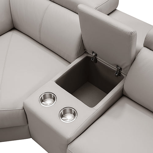 Washington Genuine Leather 6 Seater Corner Sofa With 2 Electric Recliners And Reversible Console - Cosy Abode