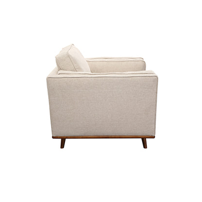Single Seater Armchair Sofa Modern Lounge Accent Chair in Beige Fabric with Wooden Frame - Cosy Abode