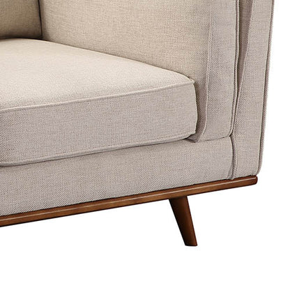 Single Seater Armchair Sofa Modern Lounge Accent Chair in Beige Fabric with Wooden Frame - Cosy Abode