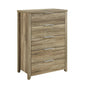 Tallboy with 5 Storage Drawers Natural Wood like MDF in Oak Colour - Cosy Abode