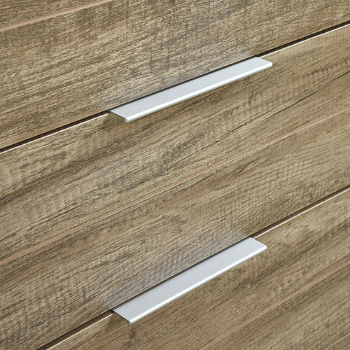 Tallboy with 5 Storage Drawers Natural Wood like MDF in Oak Colour - Cosy Abode