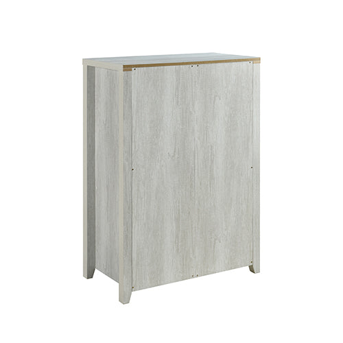 Tallboy with 5 Storage Drawers Natural Wood like MDF in White Ash Colour - Cosy Abode
