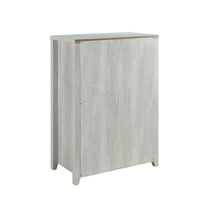 Tallboy with 5 Storage Drawers Natural Wood like MDF in White Ash Colour - Cosy Abode