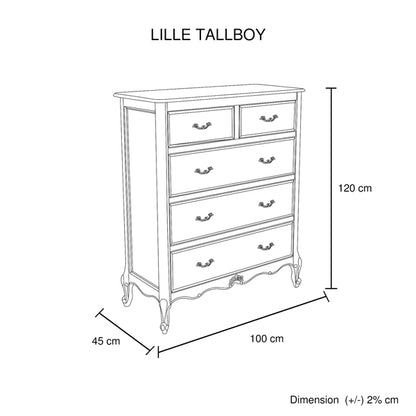 Tallboy Oak Wood Plywood Veneer White Washed Finish Storage Drawers - Cosy Abode