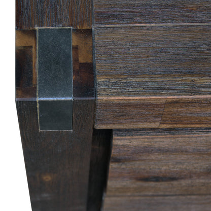 Tallboy with 4 Storage Drawers Solid Wooden Assembled in Chocolate Colour - Cosy Abode