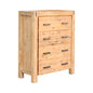 Tallboy with 4 Storage Drawers Solid Wooden Assembled in Oak Colour - Cosy Abode