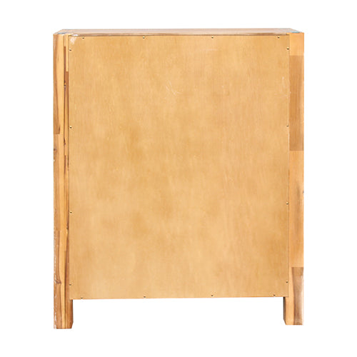 Tallboy with 4 Storage Drawers Solid Wooden Assembled in Oak Colour - Cosy Abode