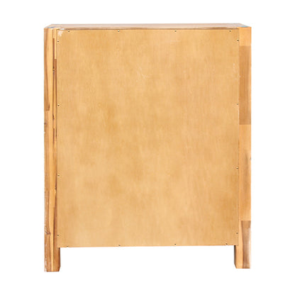 Tallboy with 4 Storage Drawers Solid Wooden Assembled in Oak Colour - Cosy Abode