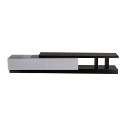 TV Cabinet with 2 Storage Drawers With High Glossy Assembled Entertainment Unit in Black & White colour - Cosy Abode