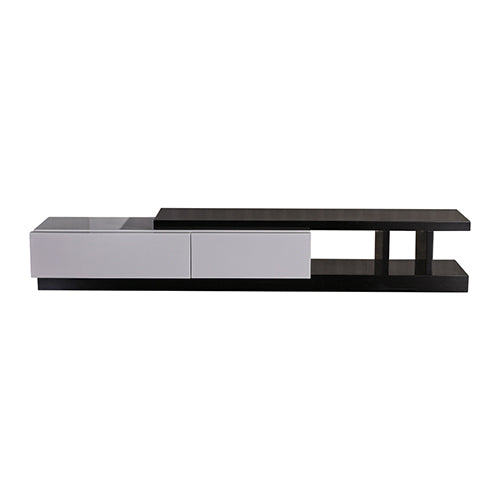 TV Cabinet with 2 Storage Drawers With High Glossy Assembled Entertainment Unit in Black & White colour - Cosy Abode