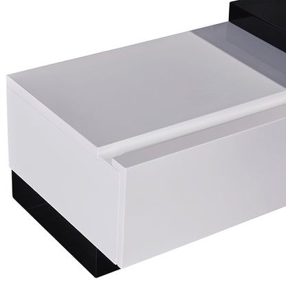 TV Cabinet with 2 Storage Drawers With High Glossy Assembled Entertainment Unit in Black & White colour - Cosy Abode