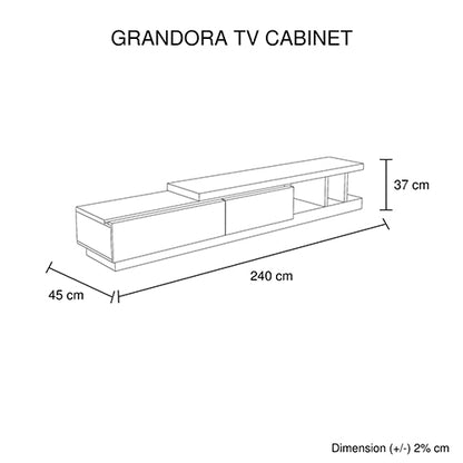 TV Cabinet with 2 Storage Drawers With High Glossy Assembled Entertainment Unit in White Ash colour - Cosy Abode
