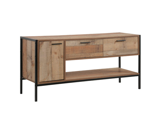TV Cabinet with 2 Storage Drawers Cabinet Natural Wood Like Particle board Entertainment Unit in Oak colour - Cosy Abode