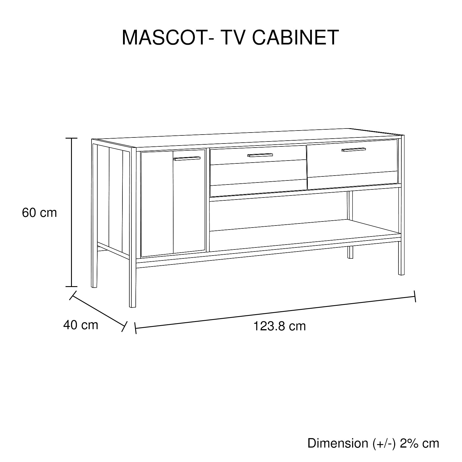 TV Cabinet with 2 Storage Drawers Cabinet Natural Wood Like Particle board Entertainment Unit in Oak colour - Cosy Abode