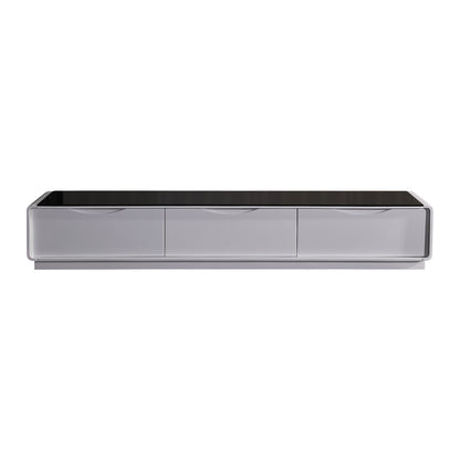 TV Cabinet with 3 Storage Drawers With High Glossy Assembled Entertainment Unit in Black & White colour - Cosy Abode