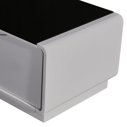 TV Cabinet with 3 Storage Drawers With High Glossy Assembled Entertainment Unit in Black & White colour - Cosy Abode