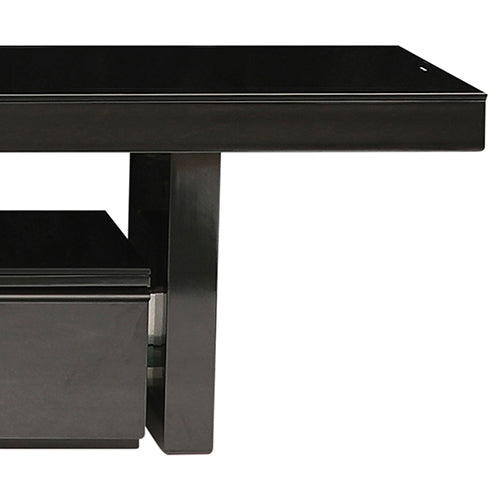 TV Cabinet with 3 Storage Drawers Extendable With Glossy MDF Entertainment Unit in Black Color - Cosy Abode
