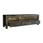 TV Cabinet with 3 Storage Drawers with Shelf Solid Acacia Wooden Frame Entertainment Unit in Chocolate Colour - Cosy Abode