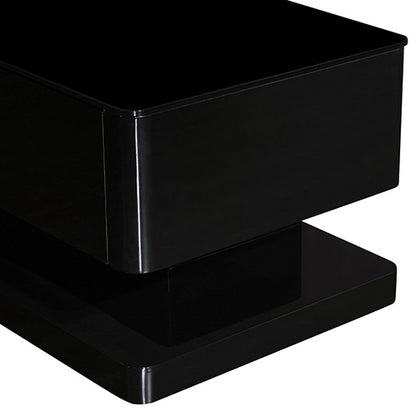 TV Cabinet with 3 Storage Drawers With High Glossy Assembled Entertainment Unit in Black colour - Cosy Abode