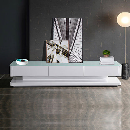 TV Cabinet with 3 Storage Drawers With High Glossy Assembled Entertainment Unit in White colour - Cosy Abode