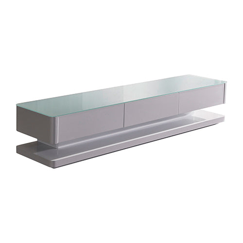 TV Cabinet with 3 Storage Drawers With High Glossy Assembled Entertainment Unit in White colour - Cosy Abode