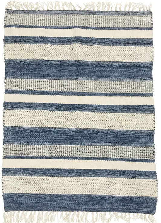 Striped blue/white rug120x180 CM - Cosy Abode