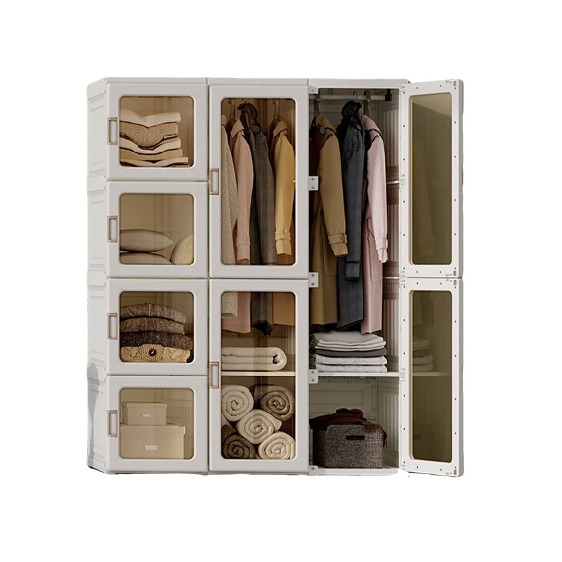 Kylin Cubes Storage Folding Cabinet Wardrobe With 12 Grids & 8 Doors & 2 Hangers - Cosy Abode