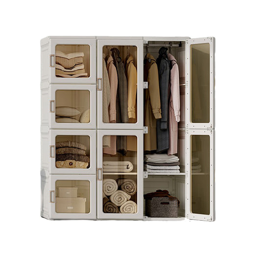 Kylin Cubes Storage Folding Cabinet Wardrobe With 12 Grids & 8 Doors & 2 Hangers - Cosy Abode