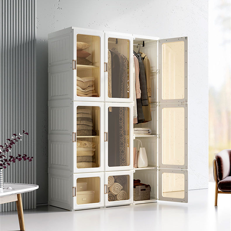 Kylin Cubes Storage Folding Cabinet Wardrobe With 12 Grids & 8 Doors & 2 Hangers - Cosy Abode
