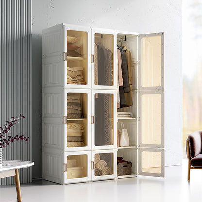 Kylin Cubes Storage Folding Cabinet Wardrobe With 12 Grids & 8 Doors & 2 Hangers - Cosy Abode