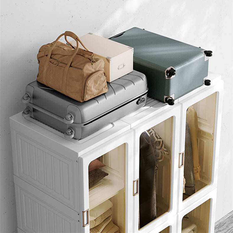 Kylin Cubes Storage Folding Cabinet Wardrobe With 12 Grids & 8 Doors & 2 Hangers - Cosy Abode