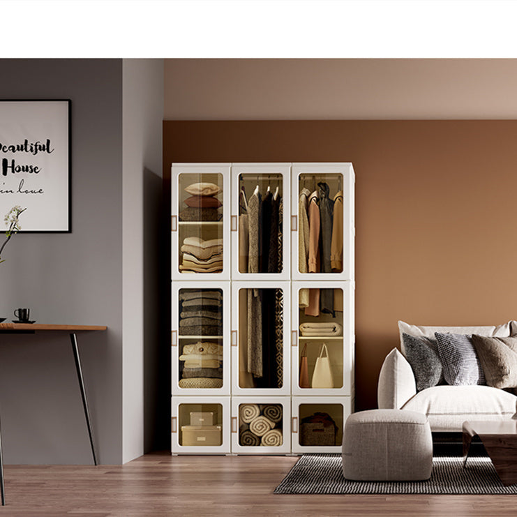 Kylin Cubes Storage Folding Cabinet Wardrobe With 12 Grids & 8 Doors & 2 Hangers - Cosy Abode