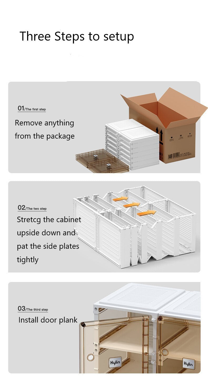 Kylin Cubes Storage Folding Cabinet Wardrobe With 12 Grids & 8 Doors & 2 Hangers - Cosy Abode