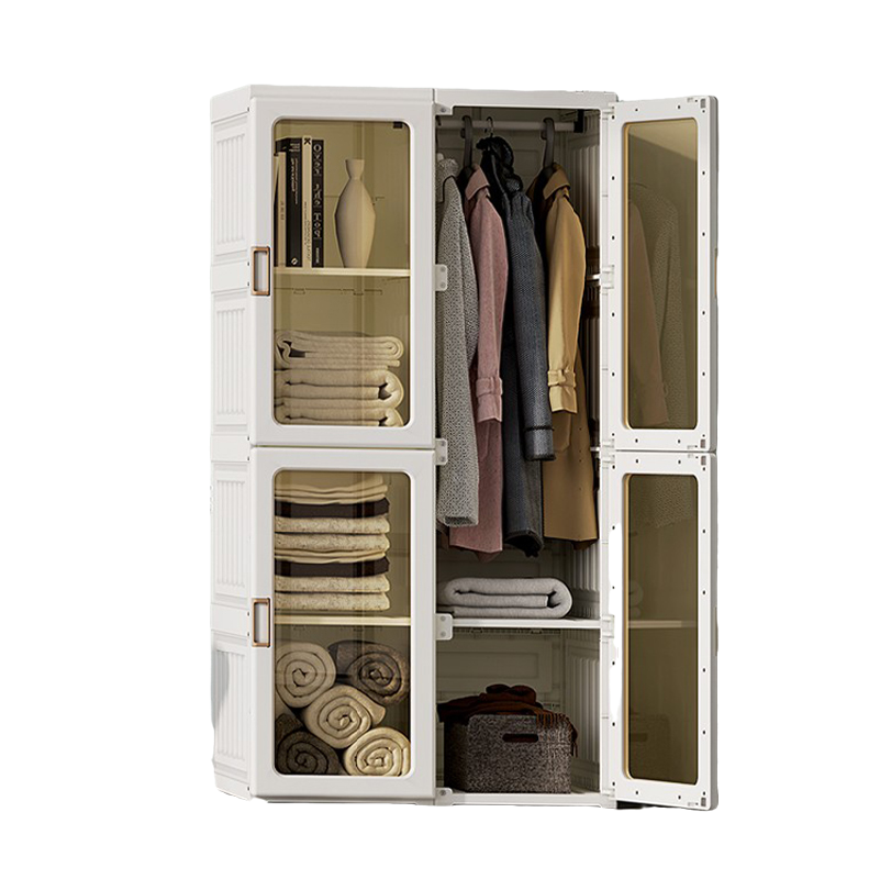 Kylin Cubes Storage Folding Cabinet Wardrobe With 8 Grids & 4 Doors & 1 Hanger - Cosy Abode