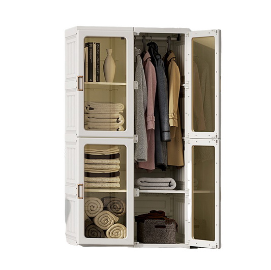 Kylin Cubes Storage Folding Cabinet Wardrobe With 8 Grids & 4 Doors & 1 Hanger - Cosy Abode