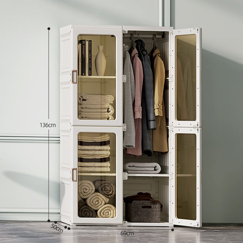 Kylin Cubes Storage Folding Cabinet Wardrobe With 8 Grids & 4 Doors & 1 Hanger - Cosy Abode