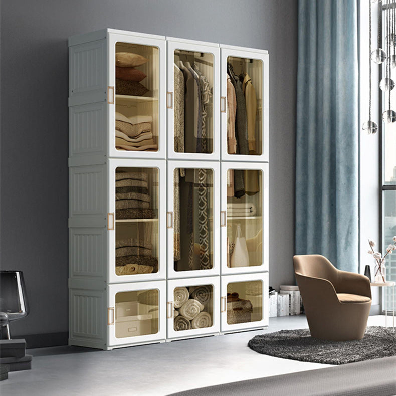 Kylin Cubes Storage Folding Cabinet Wardrobe With 8 Grids & 4 Doors & 1 Hanger - Cosy Abode